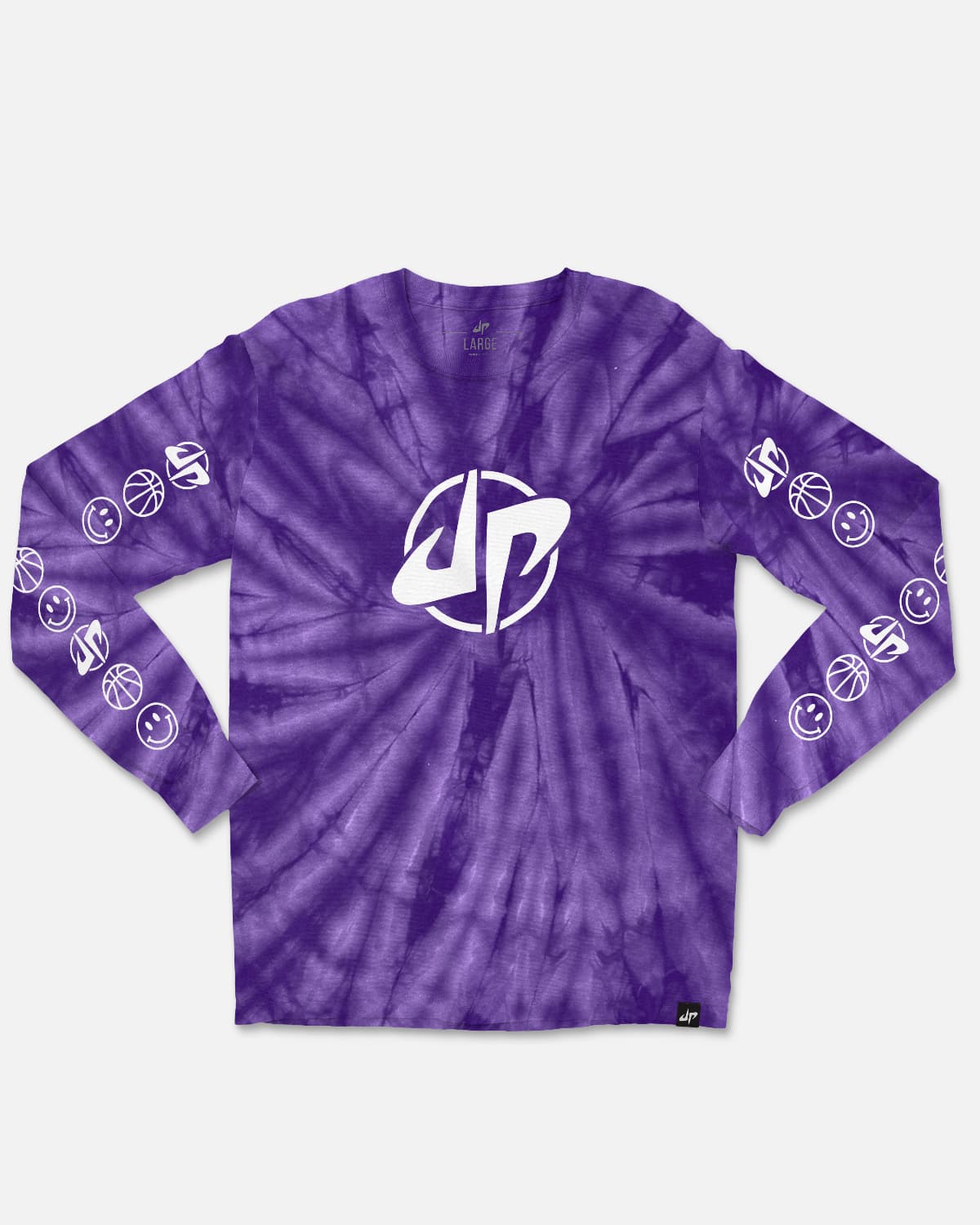 Triple Double Tie Dye Long Sleeve Tee (Purple)