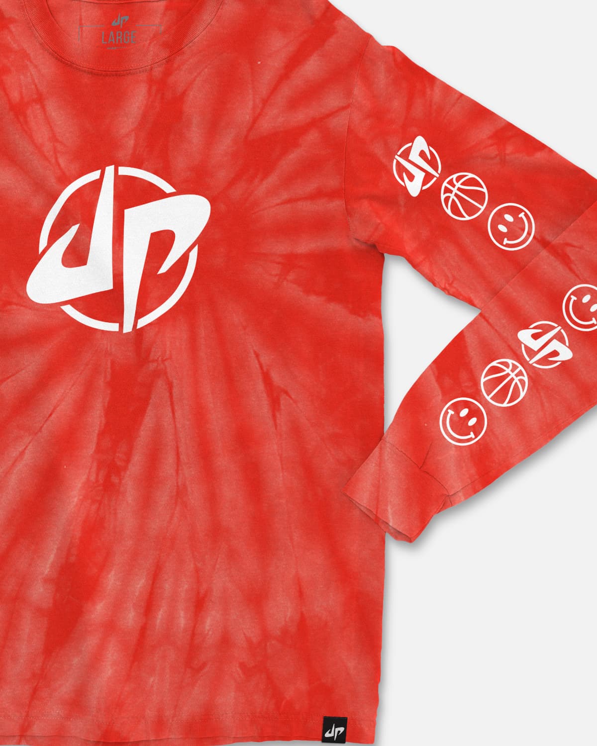 Triple Double Tie Dye Long Sleeve Tee (Red)