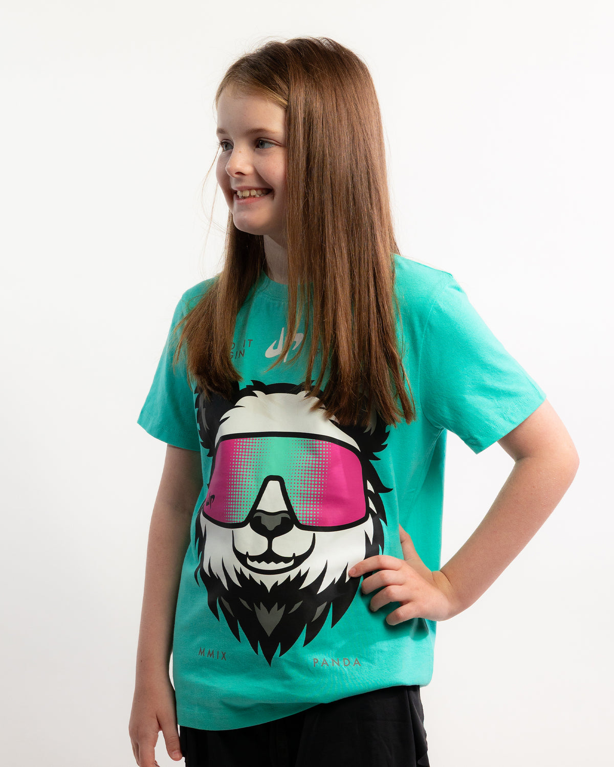 Pound It Noggin Drippy Panda T-Shirt - Youth - Teal