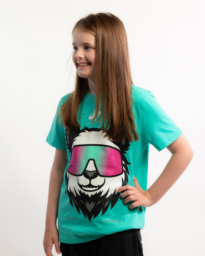 Pound It Noggin Drippy Panda T-Shirt - Youth - Teal