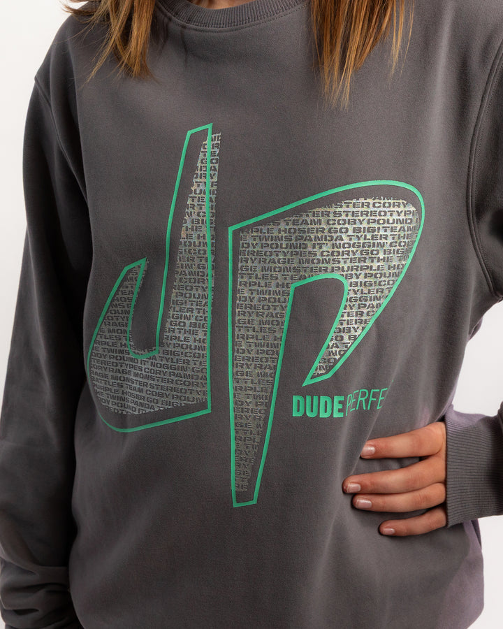 Pound It Reflective Crewneck - Youth - Gray