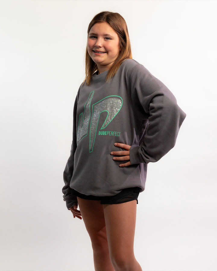 Pound It Reflective Crewneck - Youth - Gray