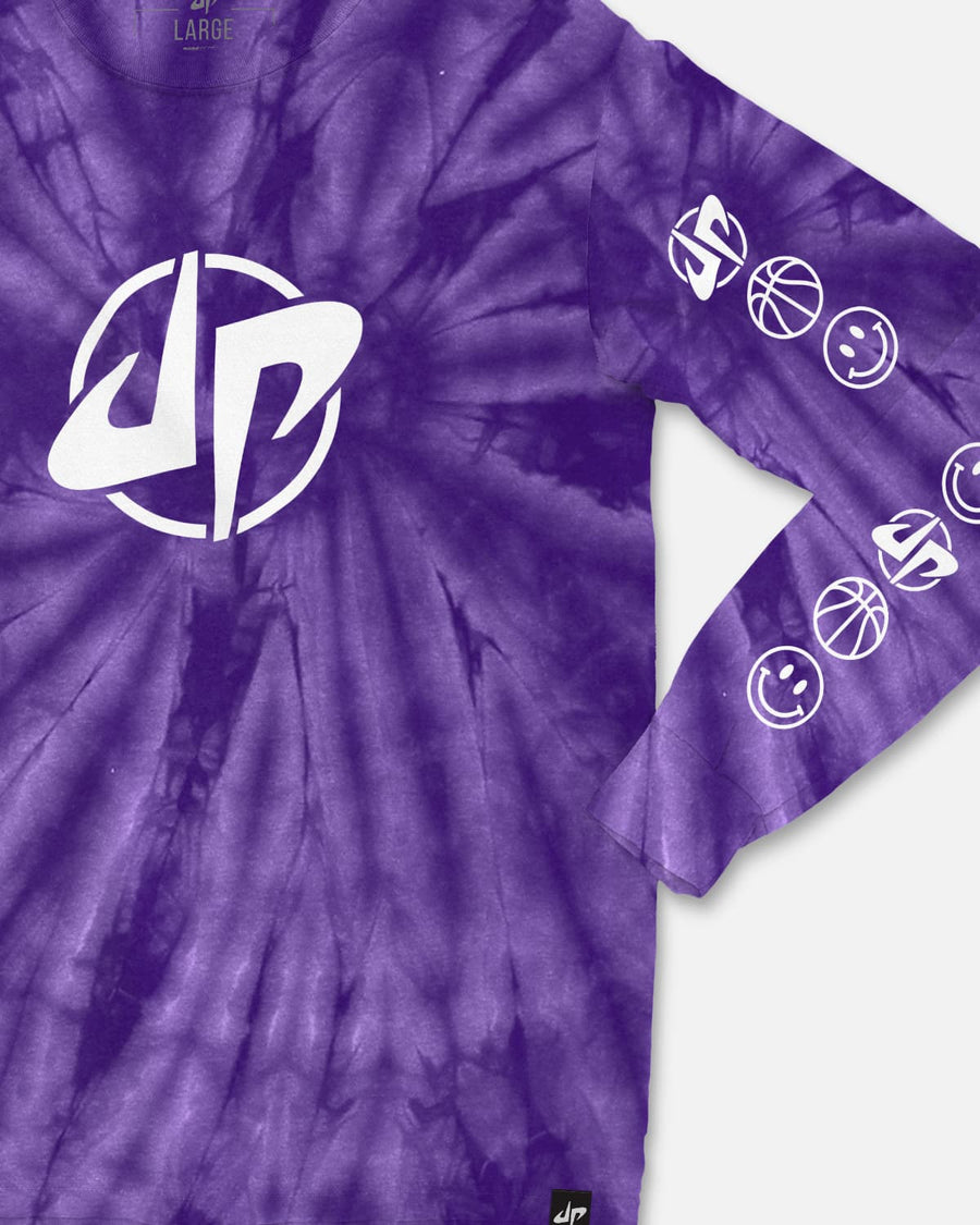 Triple Double Tie Dye Long Sleeve Tee (Purple)