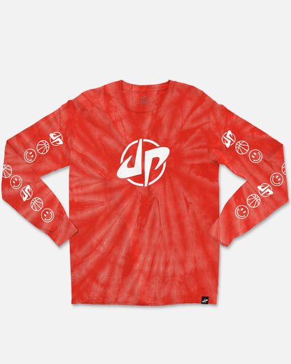 Triple Double Tie Dye Long Sleeve Tee (Red)