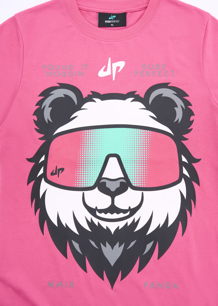 Pound It Noggin Drippy Panda T-Shirt - Youth - Pink