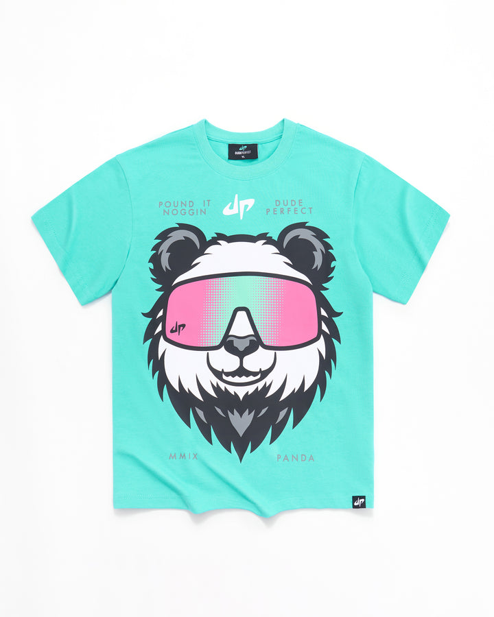 Pound It Noggin Drippy Panda T-Shirt - Youth - Teal