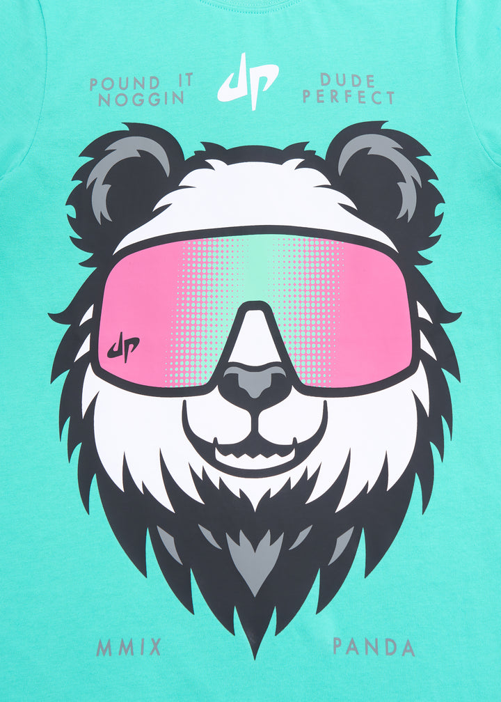 Pound It Noggin Drippy Panda T-Shirt - Youth - Teal