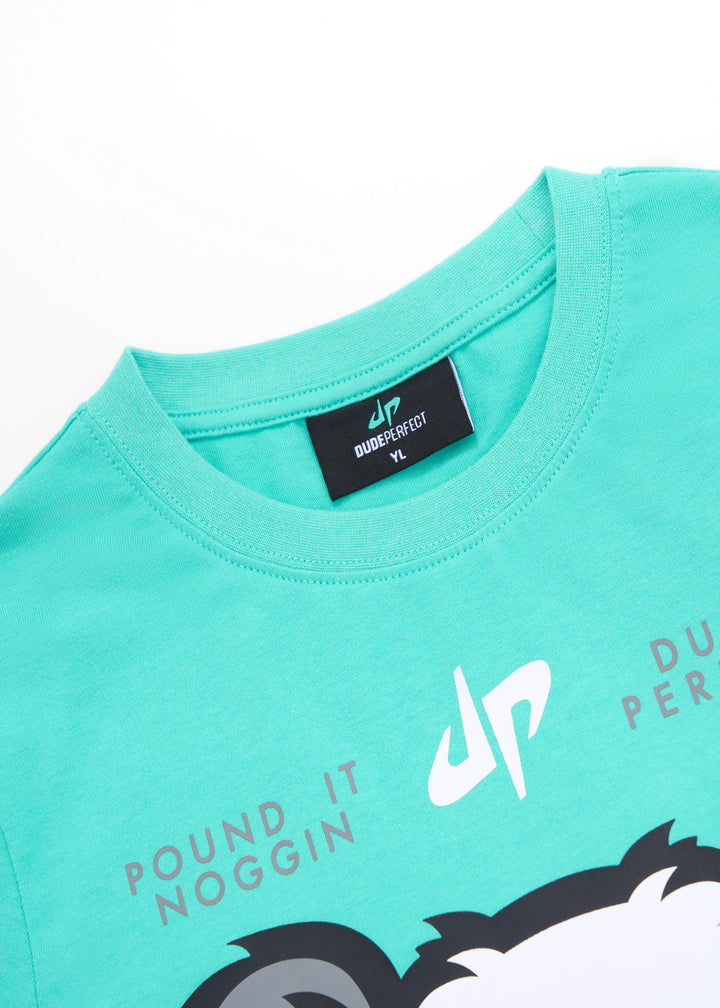 Pound It Noggin Drippy Panda T-Shirt - Youth - Teal
