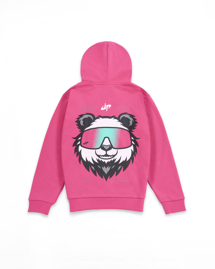 Pound It Noggin Drippy Panda Hoodie - Youth - Hot Pink