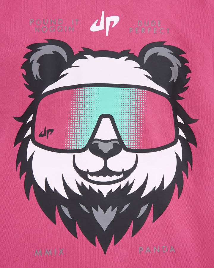 Pound It Noggin Drippy Panda Hoodie - Youth - Hot Pink