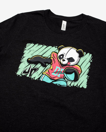 Panda Football Tee (Heather Black)