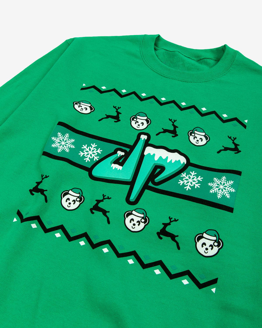 Panda's Ugly Christmas Crewneck Sweatshirt (Green/White)